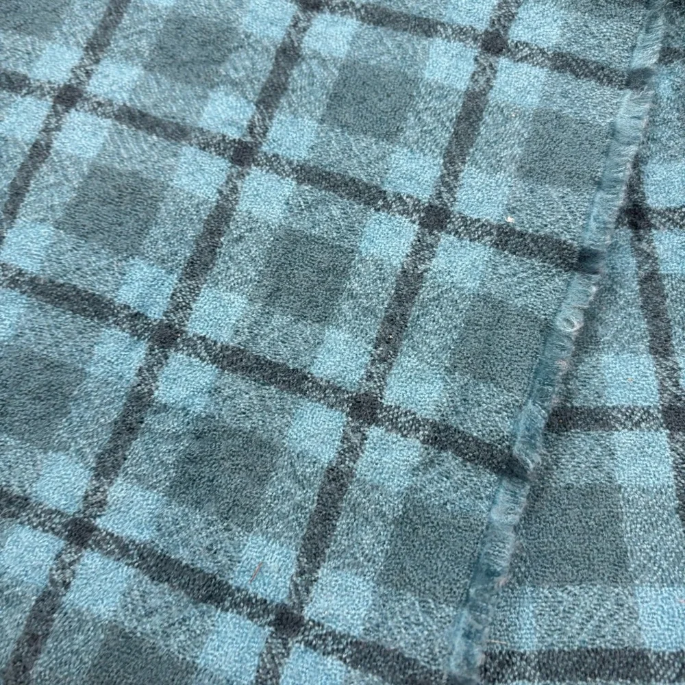 Ladies Coach Reversible Signature Plaid Double Face Fringe‎ End Scarf Dark Teal